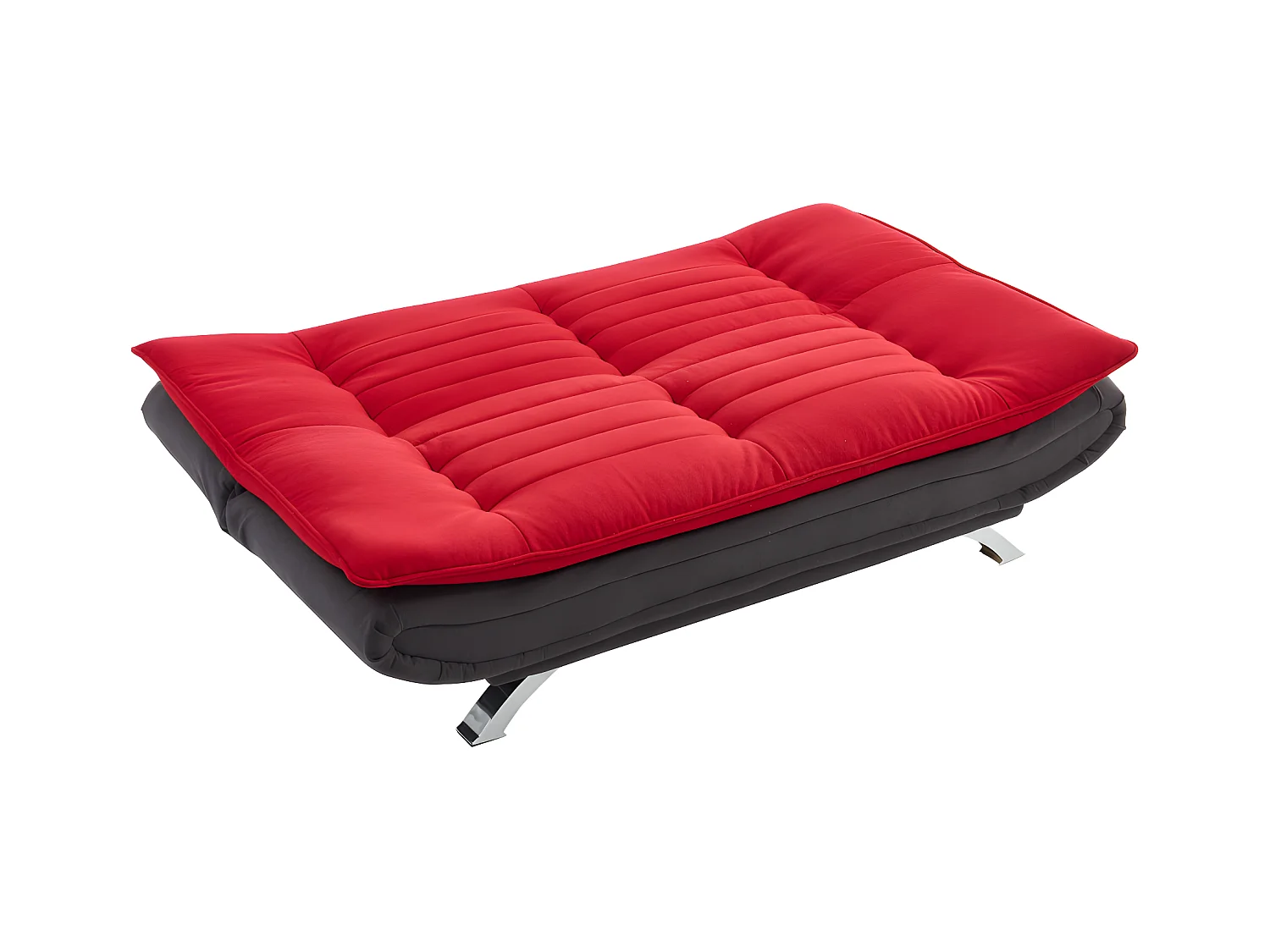 Canapé convertible clic-clac en tissu DEMIDO III - Bicolore rouge et anthracite
