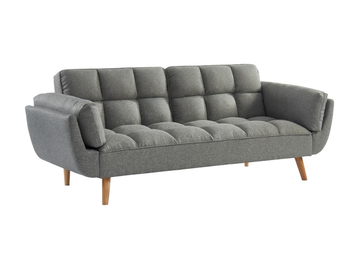 Schlafsofa Klappsofa 3-Sitzer - Stoff - Grau meliert - LOELINE günstig online kaufen