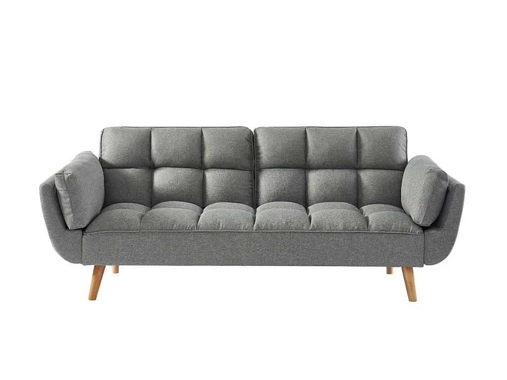 Driezits slaapbank van stof LOELINE - Gechineerd grijs