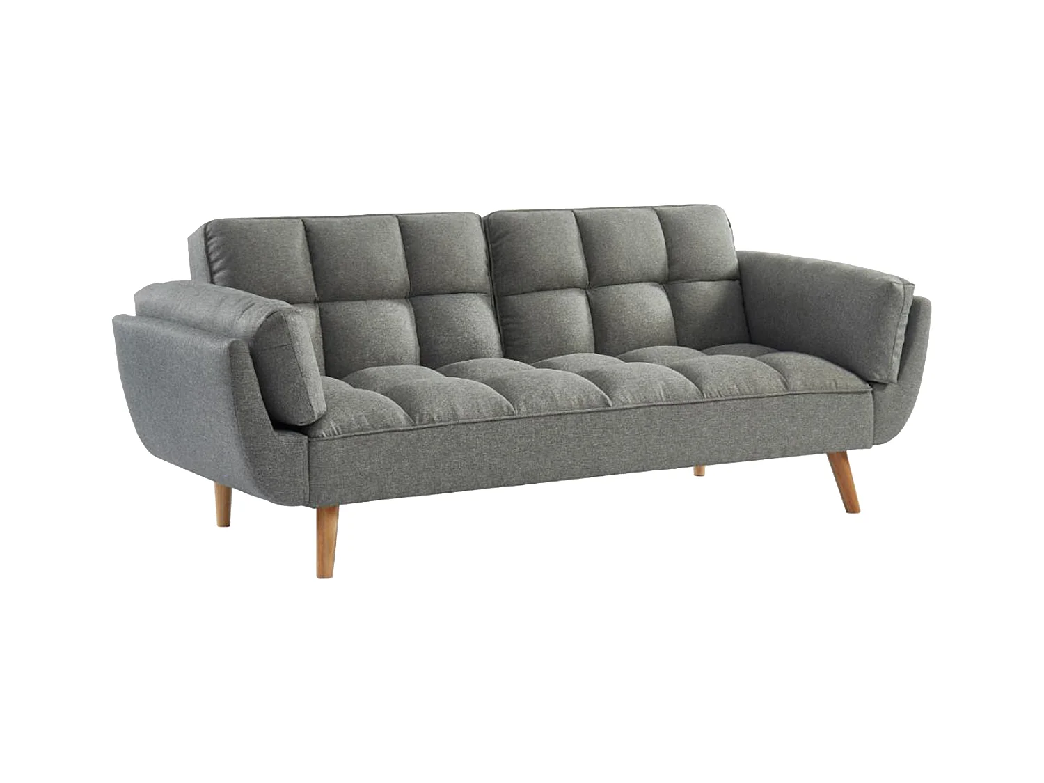 Driezits slaapbank van stof LOELINE - Gechineerd grijs