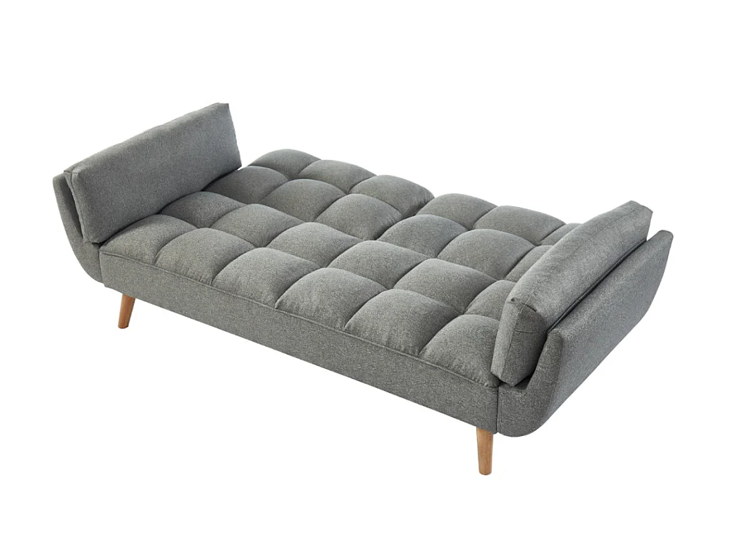 Driezits slaapbank van stof LOELINE - Gechineerd grijs