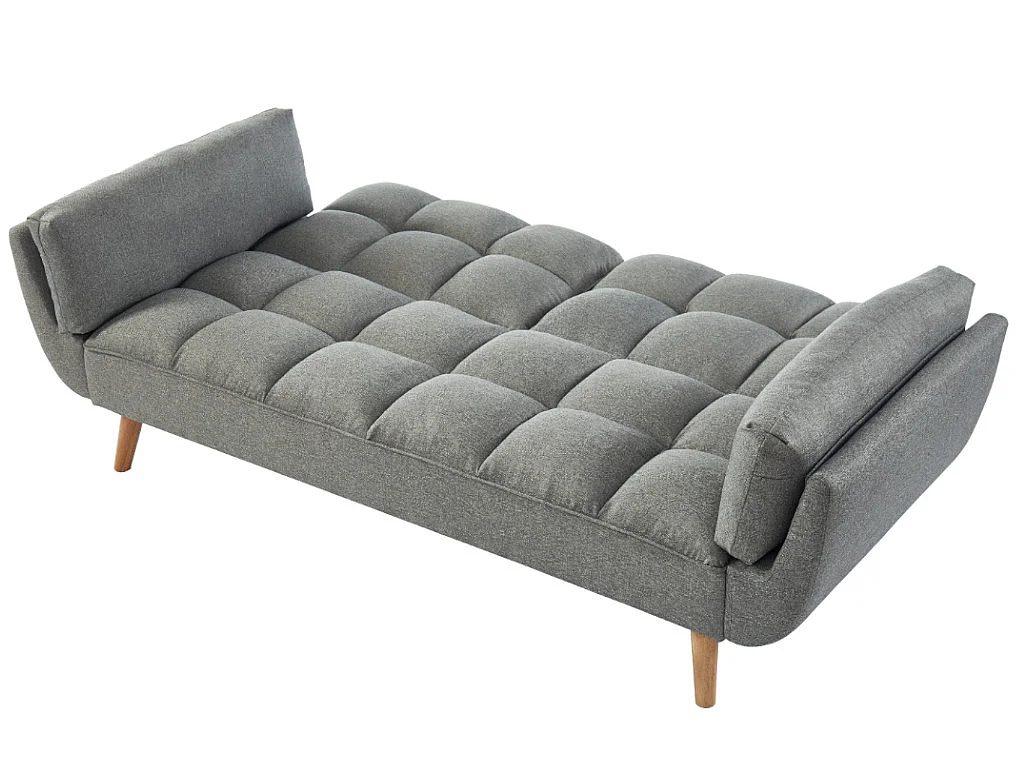 Sofá de 3 lugares convertível clic-clac em tecido - Cinza jaspeado - LOELINE