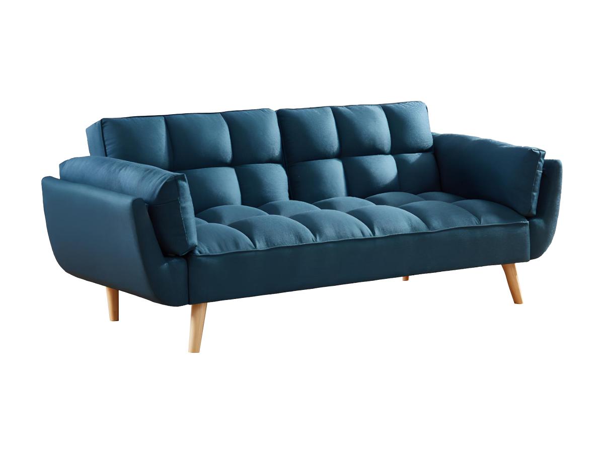 Schlafsofa Klappsofa 3-Sitzer - Stoff - Blau - LOELINE günstig online kaufen