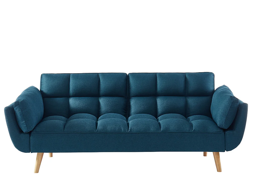 Canapé 3 places convertible clic-clac en tissu bleu LOELINE