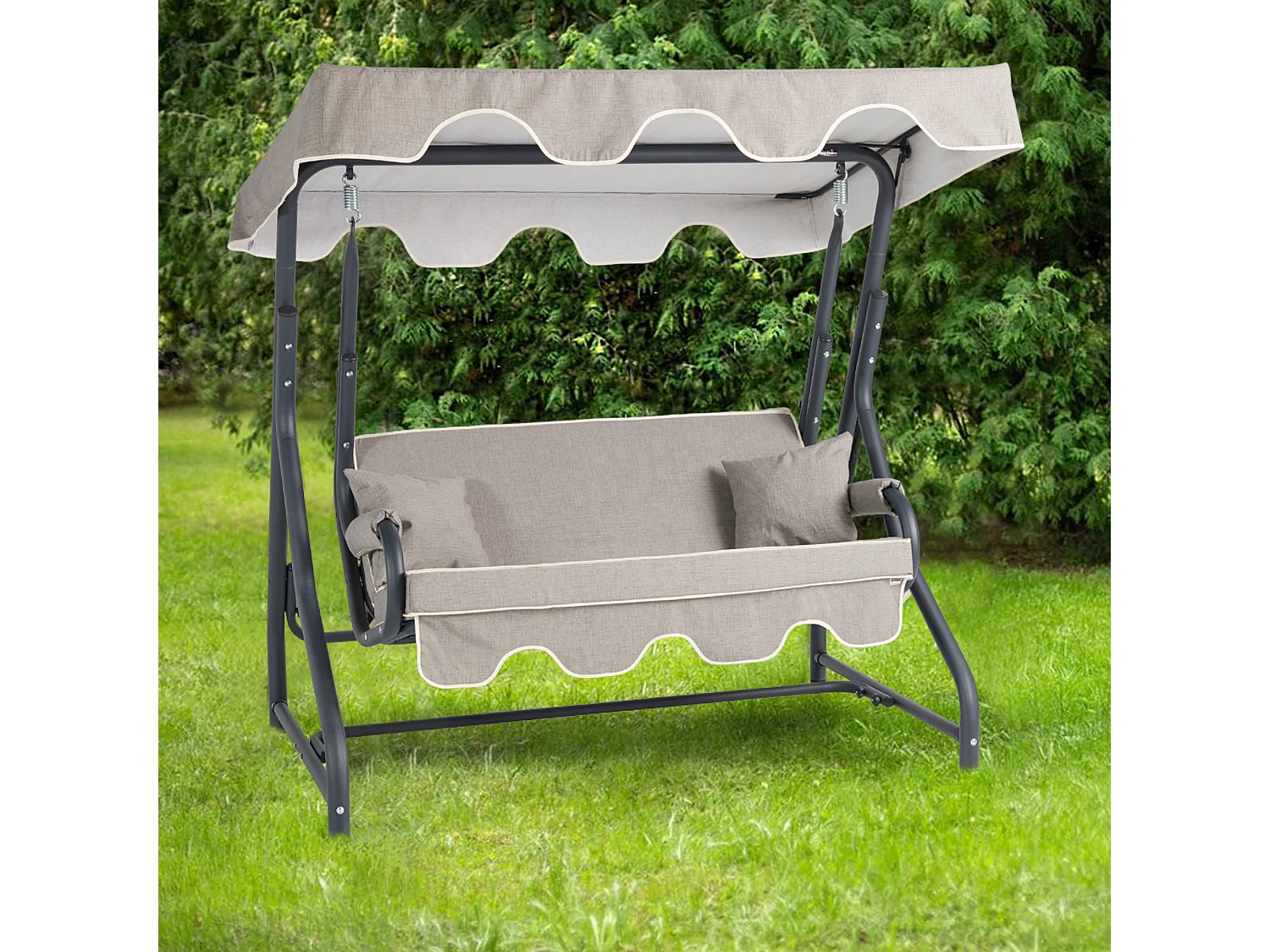 Balancelle de jardin 2 places beige 170x110x170