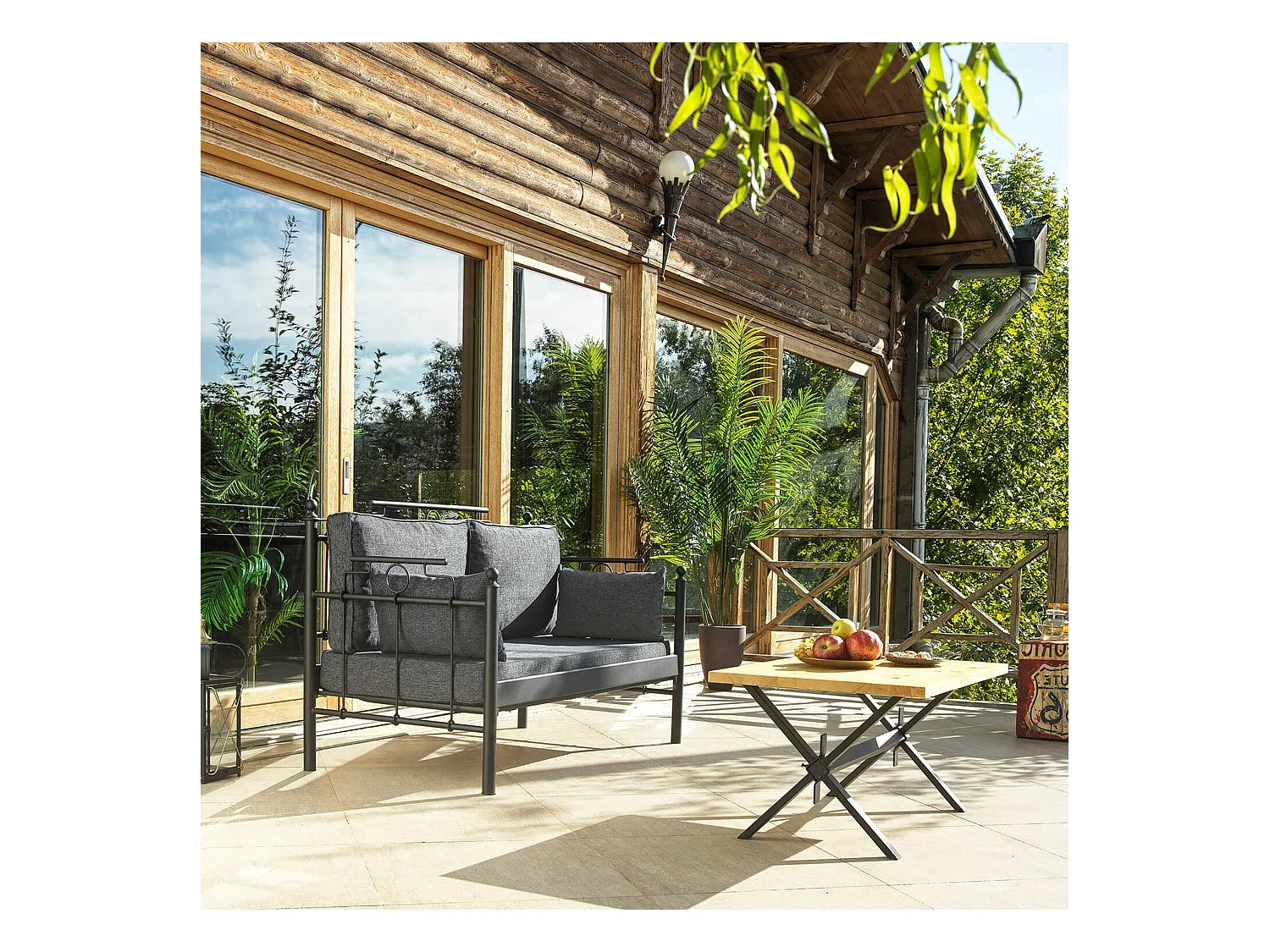 Canapé de jardin Noir/Anthracite 150x76x95