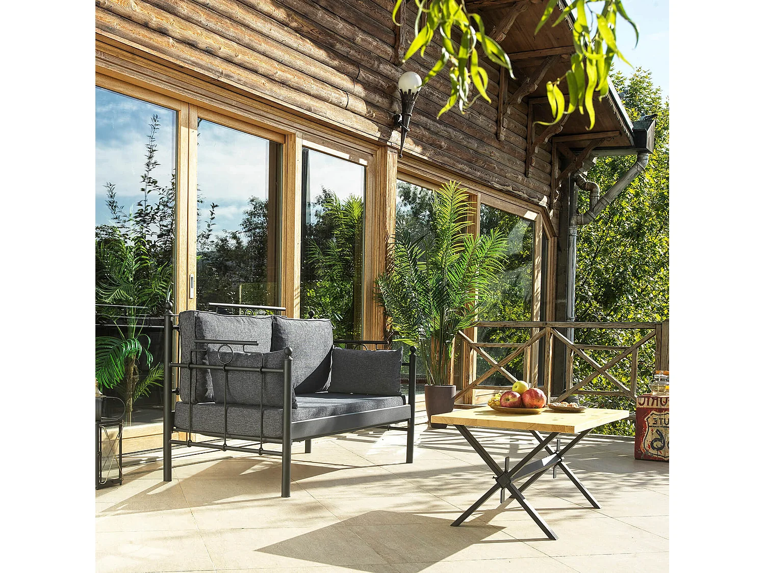 Canapé de jardin Noir/Anthracite 150x76x95