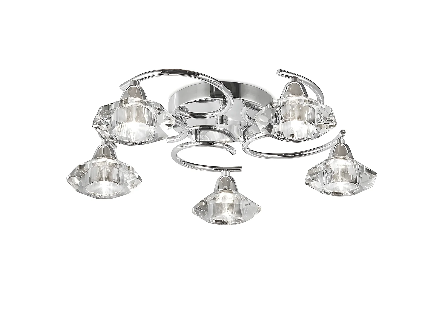 Plafon Para Salon Chic Cromo Cristal De 5 Luces De