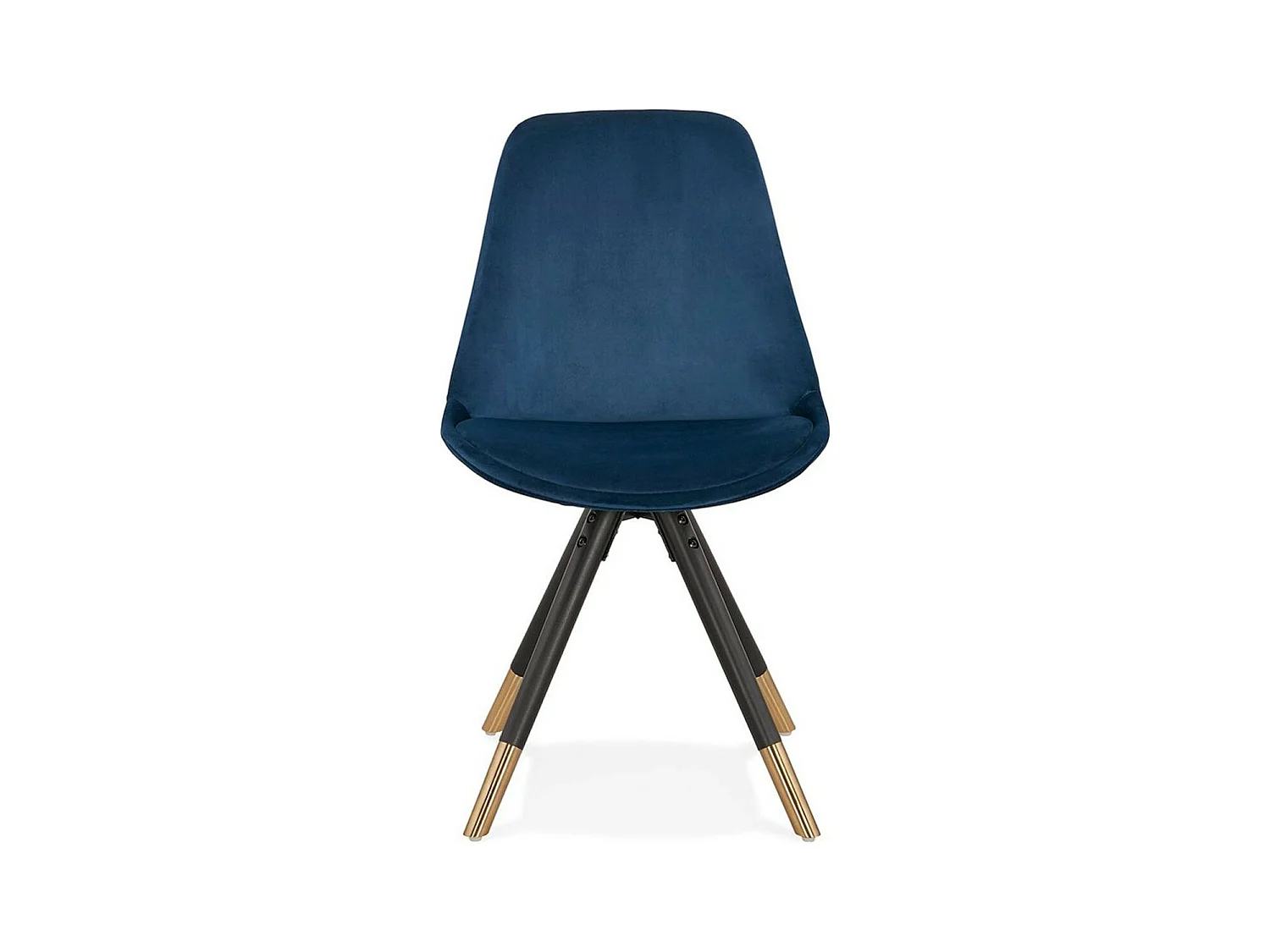 Chaise Vintage Velours & Bois "Kili" 83cm Bleu & Noir