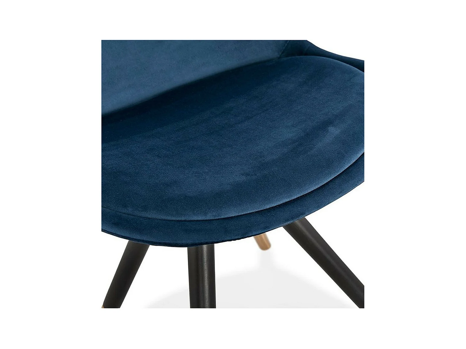 Chaise Vintage Velours & Bois "Kili" 83cm Bleu & Noir