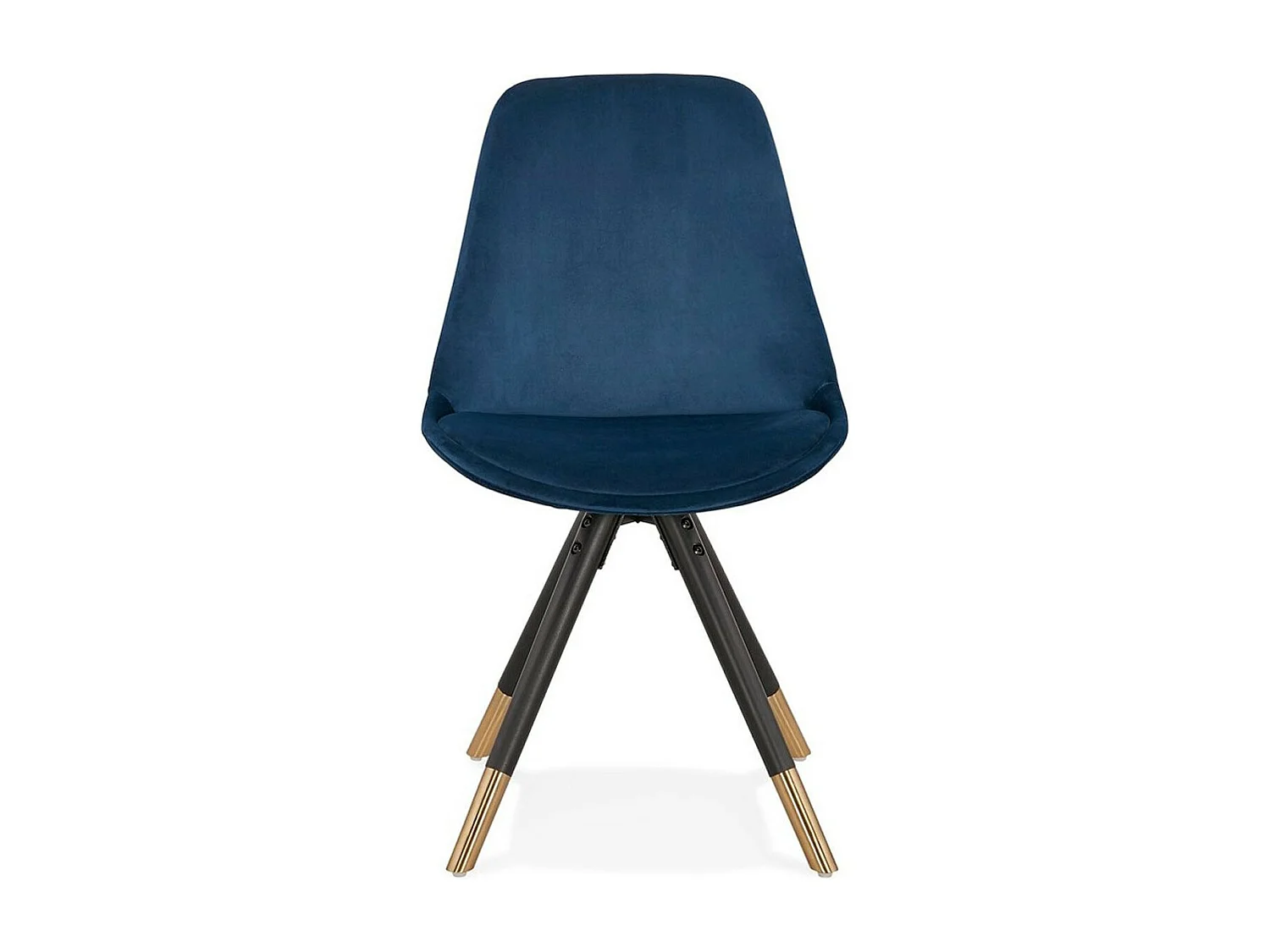 Chaise Vintage Velours & Bois "Kili" 83cm Bleu & Noir