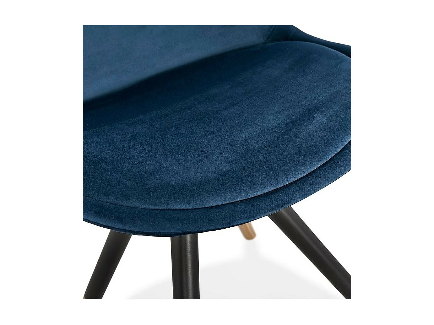 Chaise Vintage Velours & Bois "Kili" 83cm Bleu & Noir