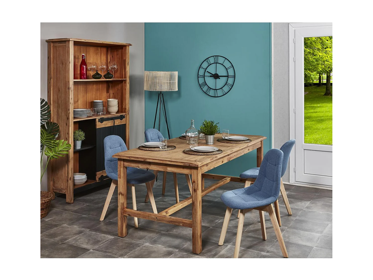 Lot de 4 Chaises "Hobson" 83cm Bleu Canard