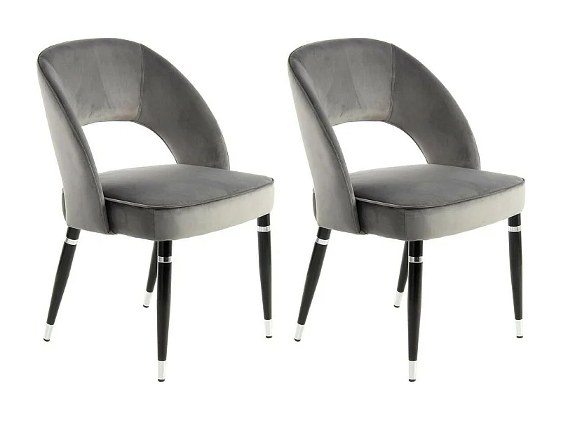 Lot de 2 Chaises en Velours "Courtney" 83cm Gris & Argent