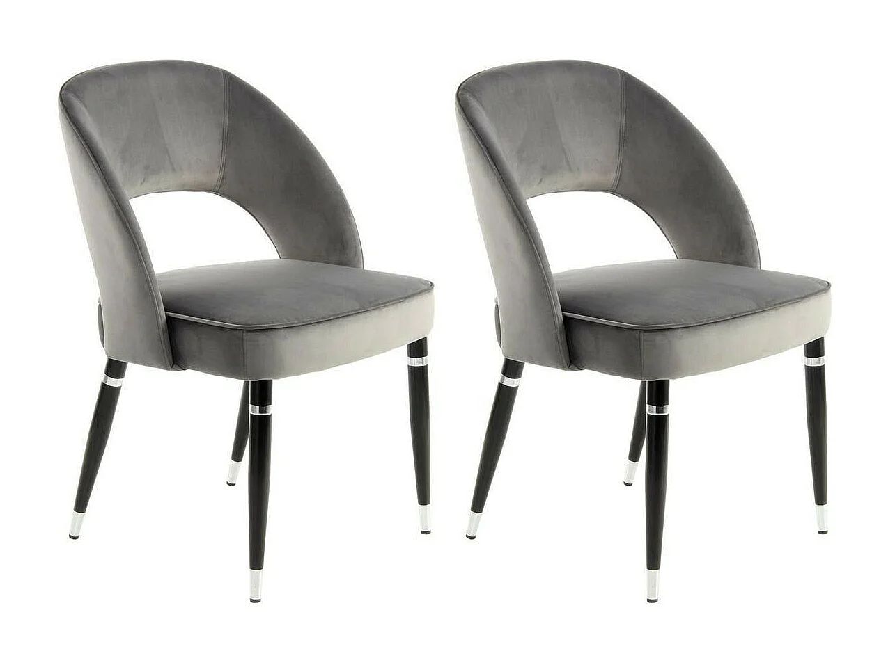 Lot de 2 Chaises en Velours "Courtney" 83cm Gris & Argent