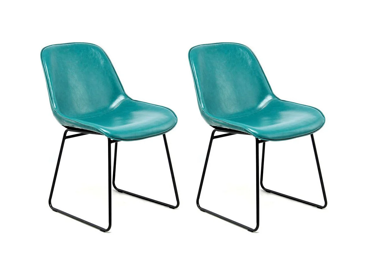 Lot de 2 Chaises Design "Cora" 81cm Bleu Pétrole