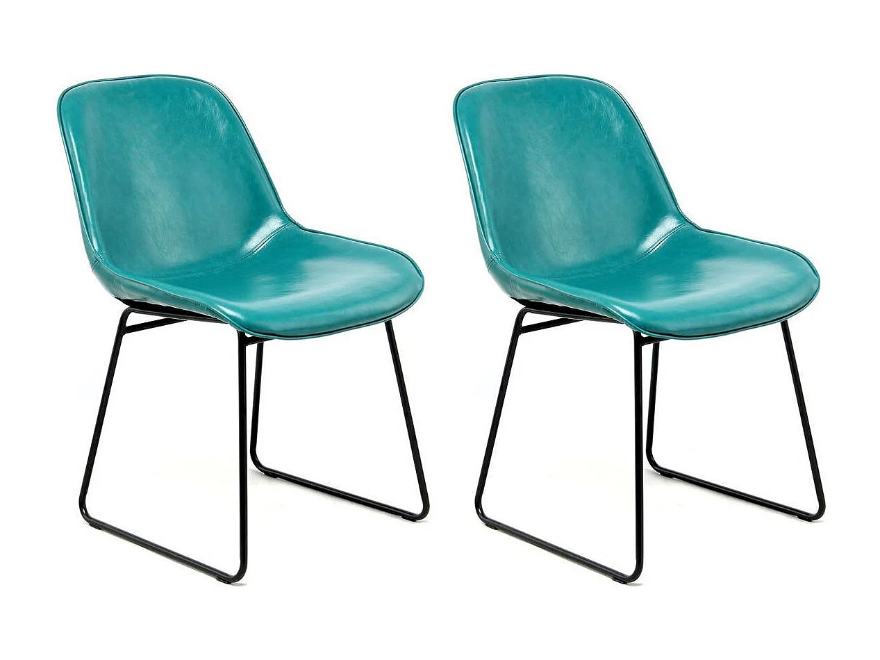 Lot de 2 Chaises Design "Cora" 81cm Bleu Pétrole