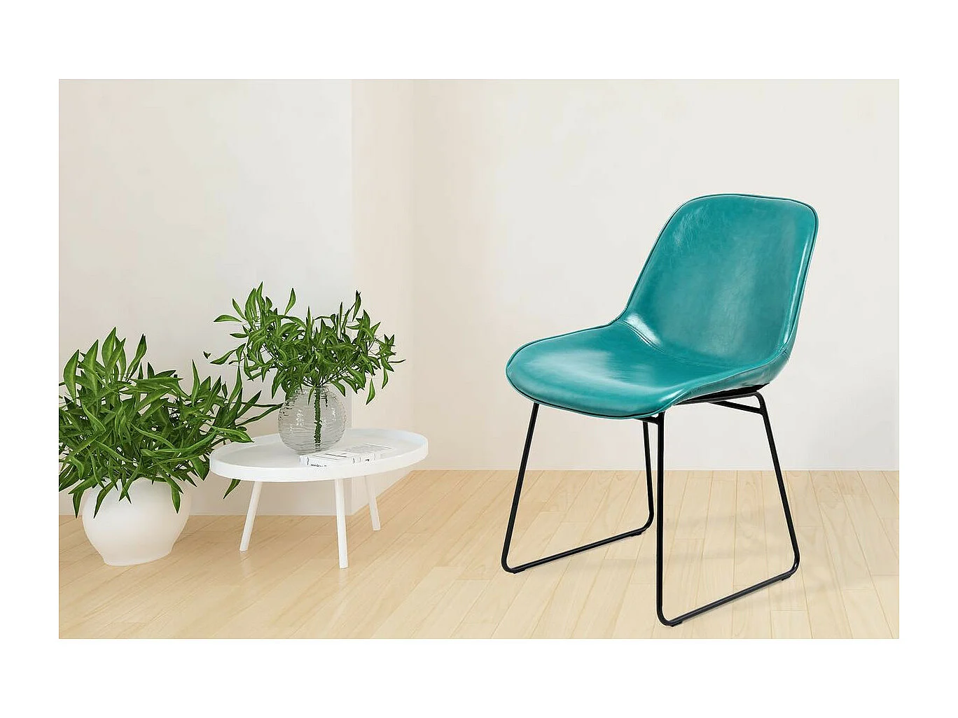 Lot de 2 Chaises Design "Cora" 81cm Bleu Pétrole