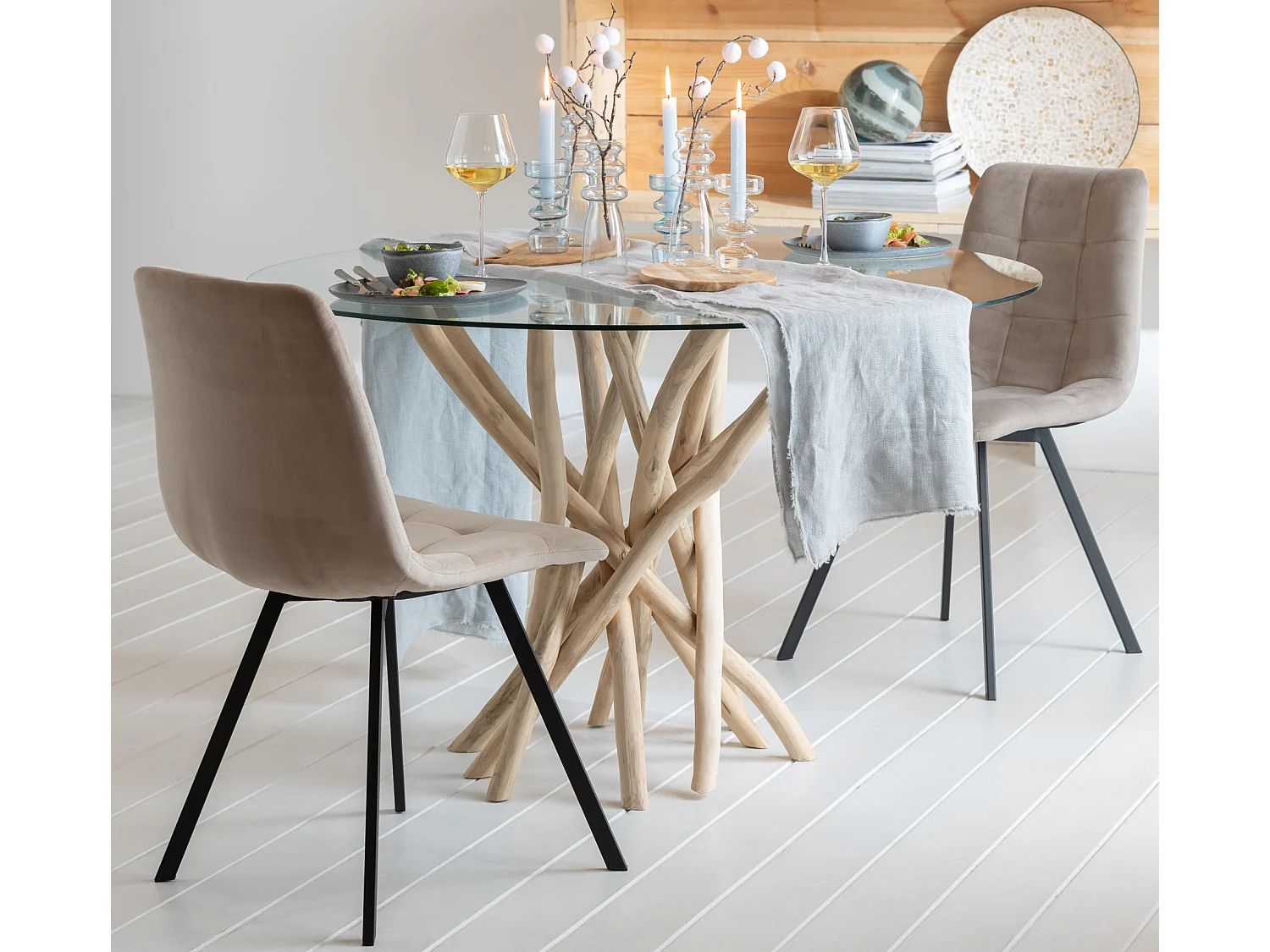 Chaise Design "Morgan" 86cm Beige