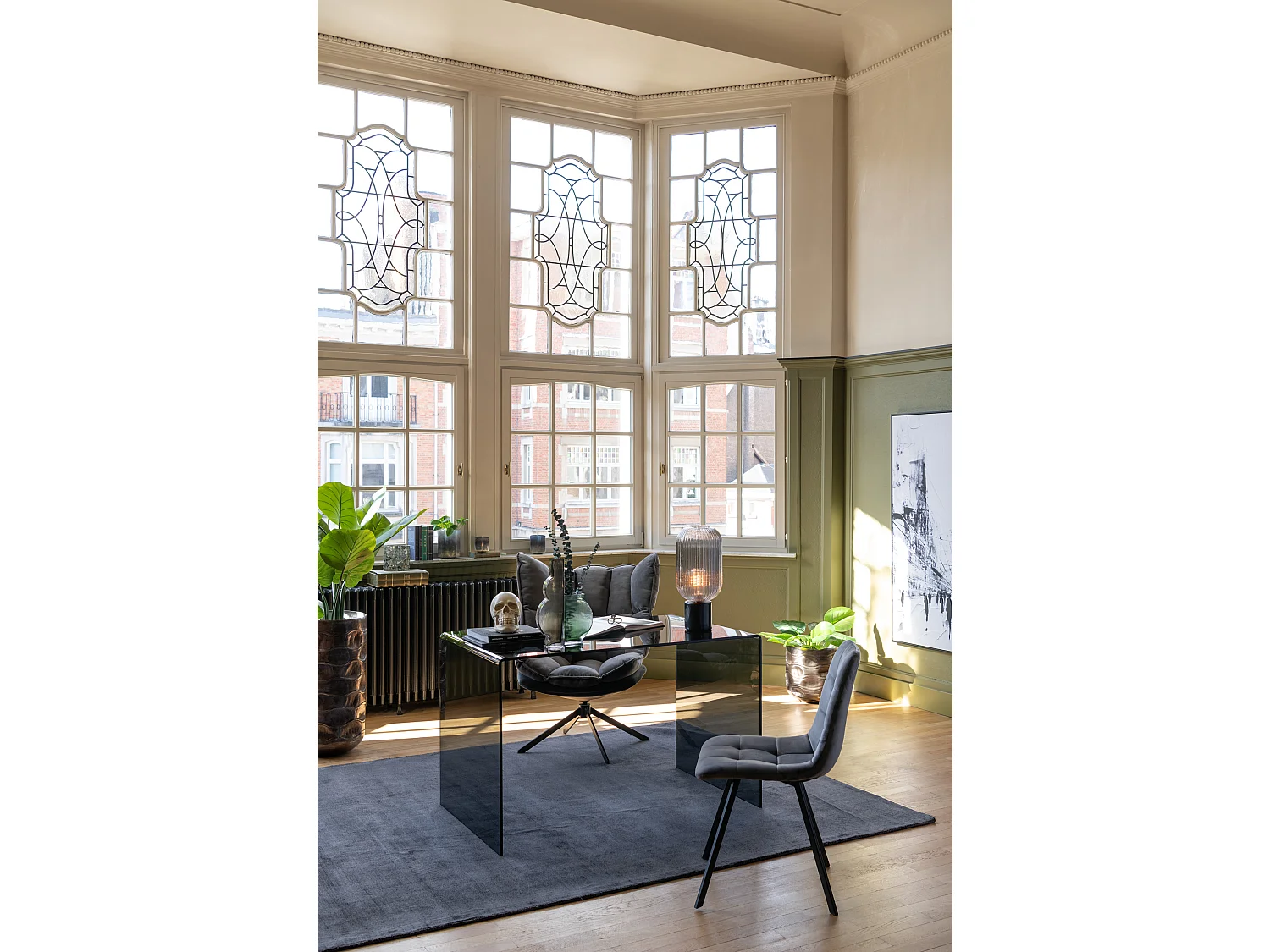 Silla Juliana de metal gris L 45 cm