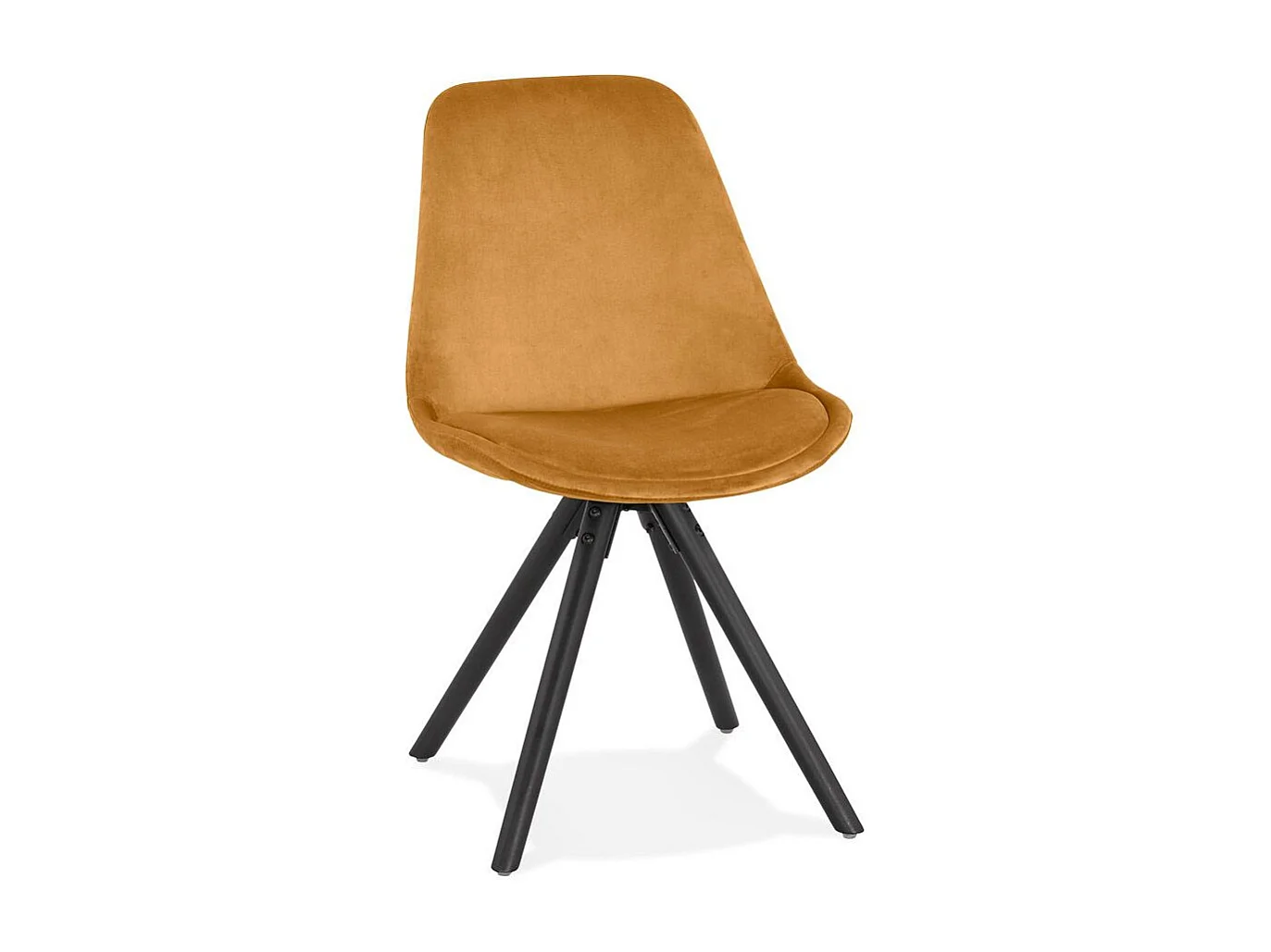 Chaise Design en Velours "Kazao" 84cm Moutarde & Noir