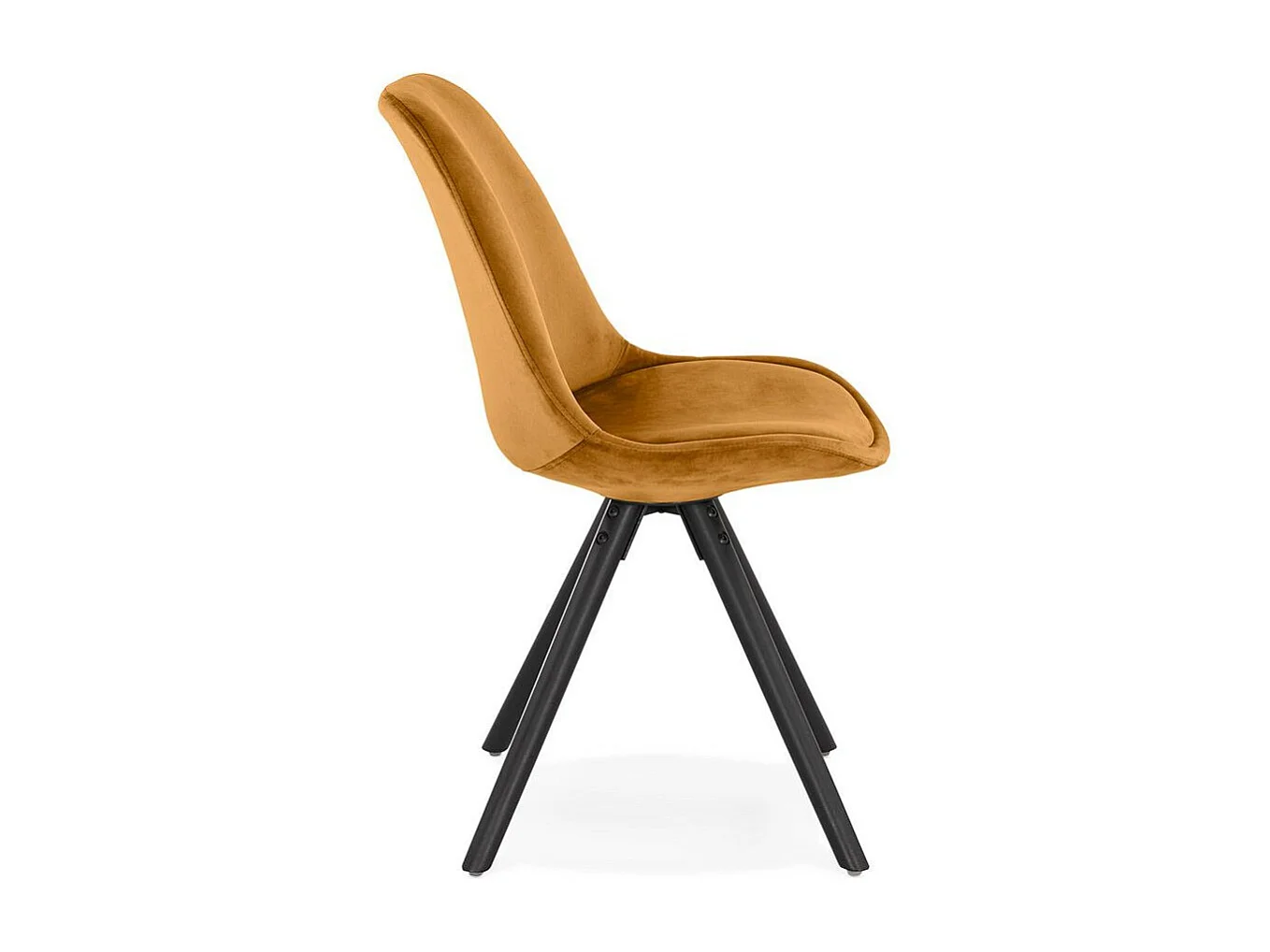 Chaise Design en Velours "Kazao" 84cm Moutarde & Noir