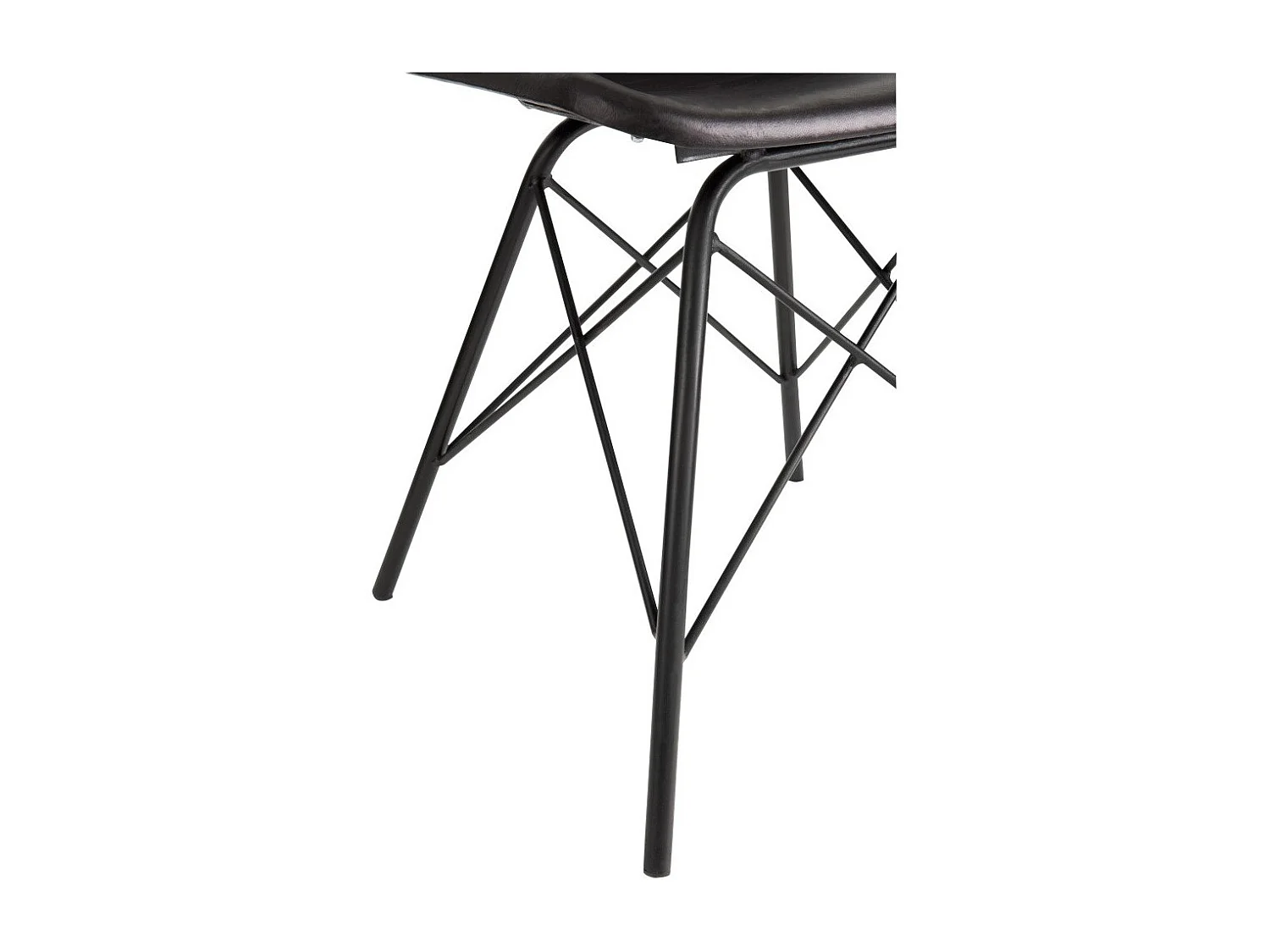 Zwart leren eetkamerstoel en metalen poten Cinter L 46 cm