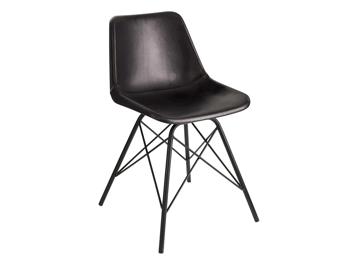Chaise Design Cuir & Métal "Tolbia" 79cm Noir
