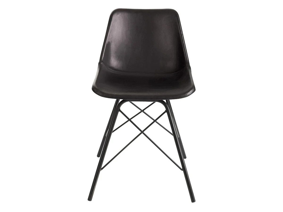 Chaise Design Cuir & Métal "Tolbia" 79cm Noir