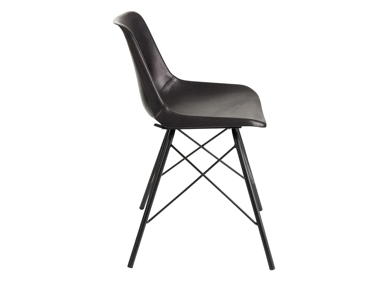 Chaise Design Cuir & Métal "Tolbia" 79cm Noir