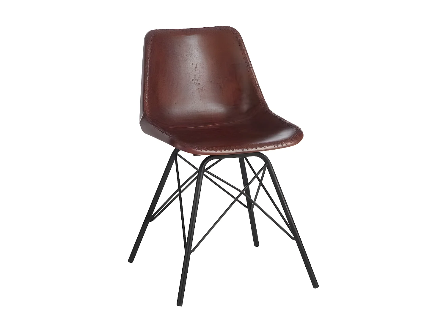 Chaise Design Cuir & Métal "Tolbia" 79cm Naturel