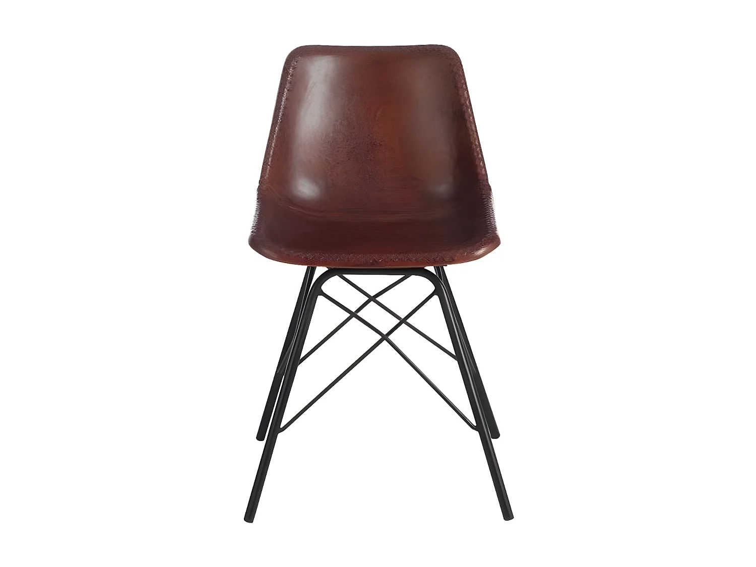 Chaise Design Cuir & Métal "Tolbia" 79cm Naturel