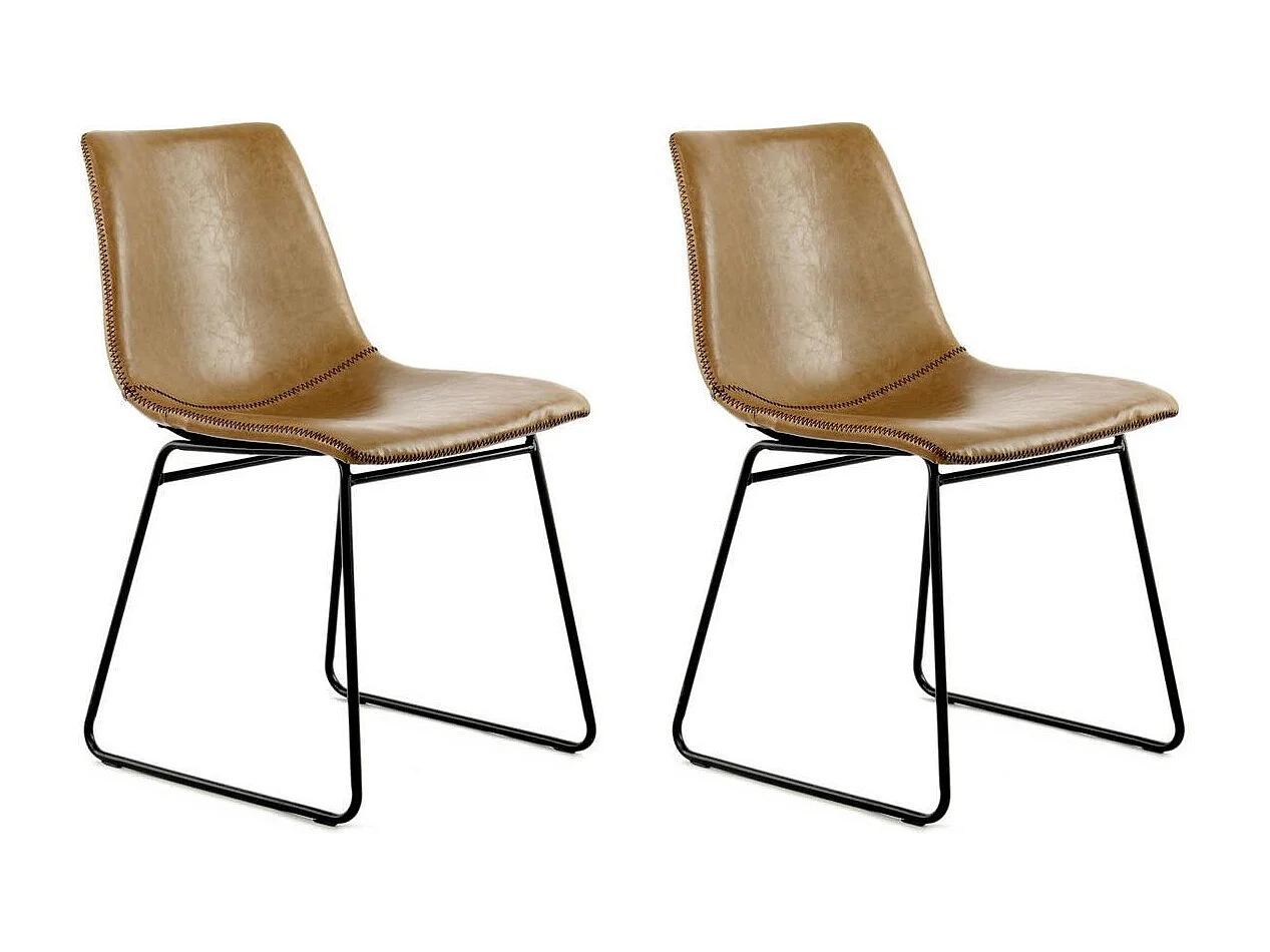 Lot de 2 Chaises Design "Caila" 82cm Marron Clair