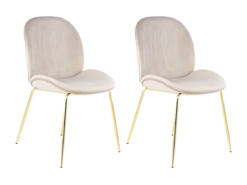 Lot de 2 Chaises Design "Charlize" 90cm Beige & Or