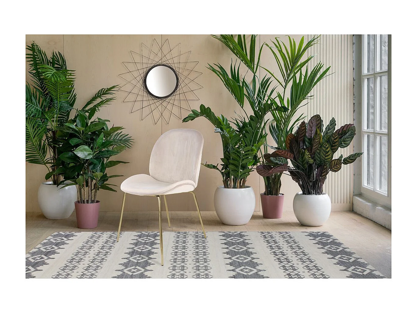 Lot de 2 Chaises Design "Charlize" 90cm Beige & Or