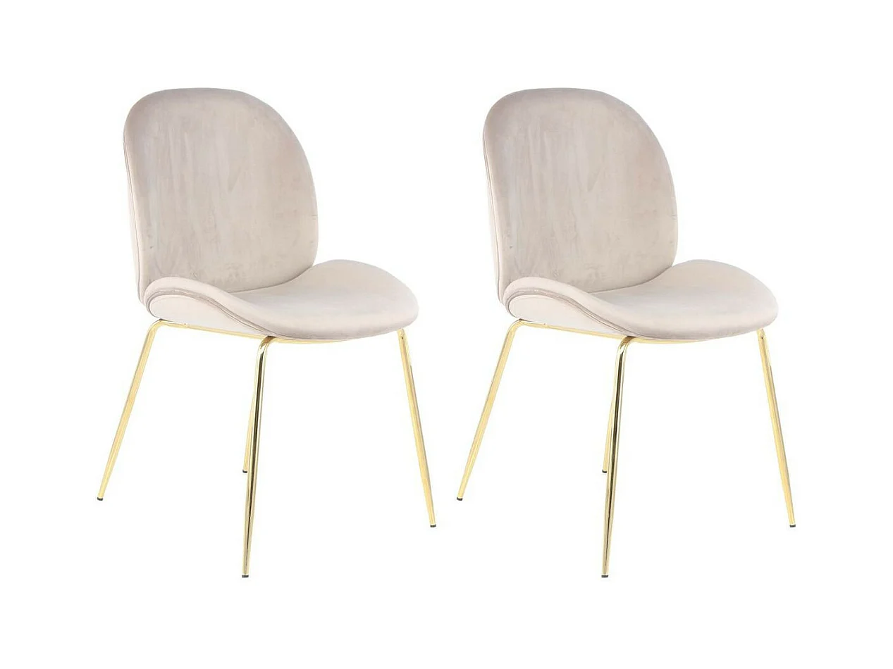 Lot de 2 Chaises Design "Charlize" 90cm Beige & Or