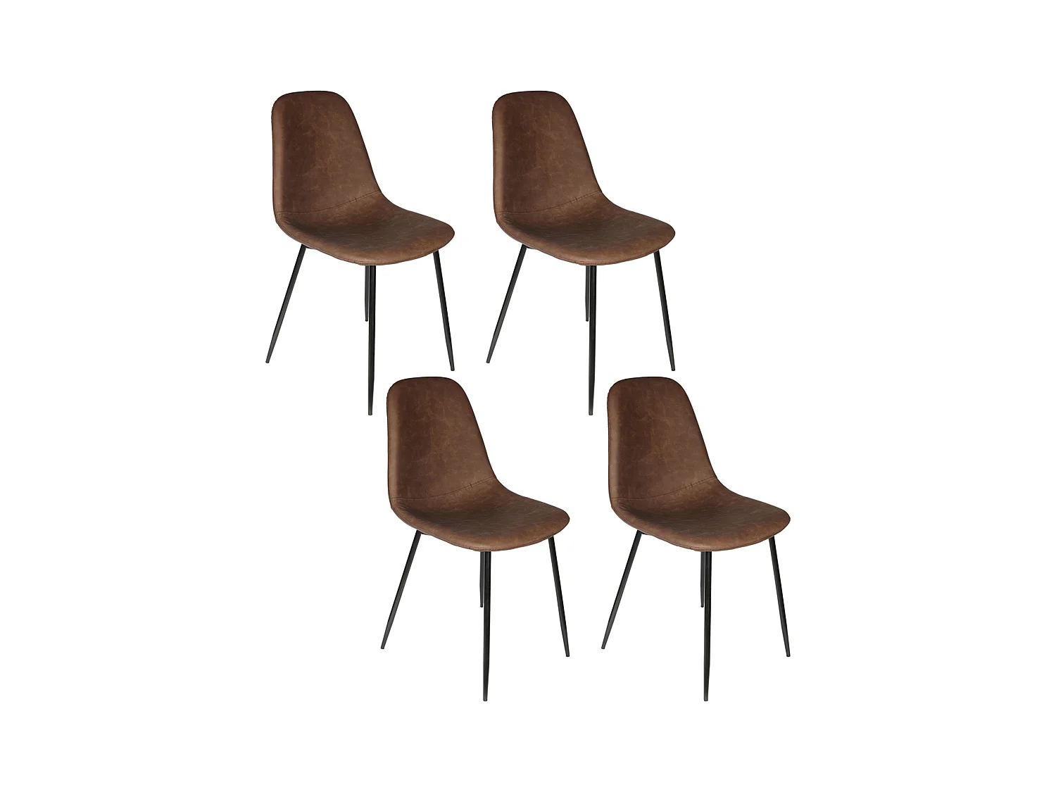 Chaise Pu Amber Marron - Lot De 4 Marron