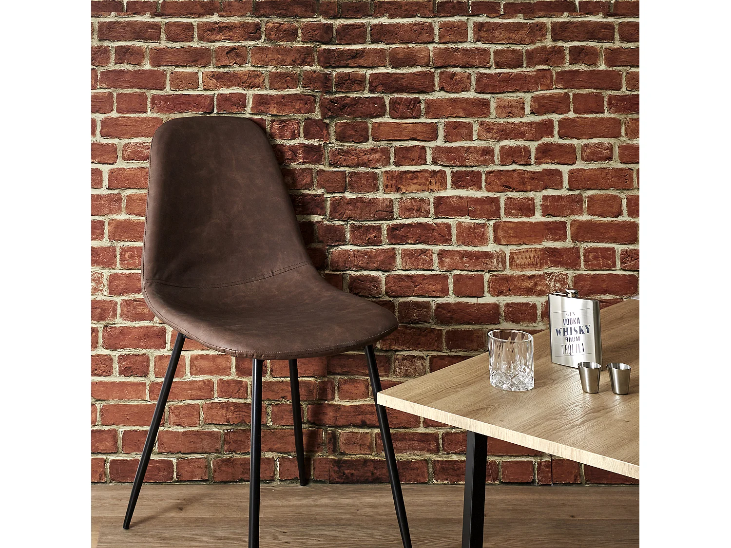 Chaise Pu Amber Marron - Lot De 4 Marron