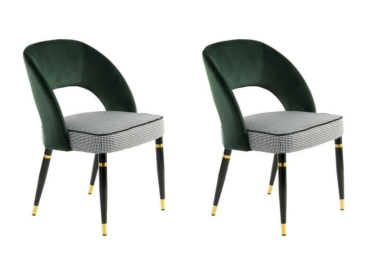 Lot de 2 Chaises en Velours "Courtney" 83cm Vert & Or
