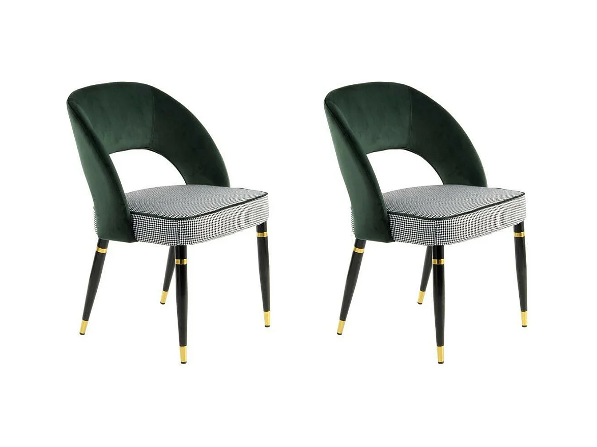 Lot de 2 Chaises en Velours "Courtney" 83cm Vert & Or