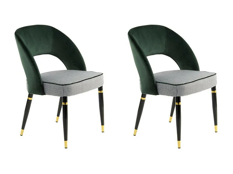 Lot de 2 Chaises en Velours "Courtney" 83cm Vert & Or