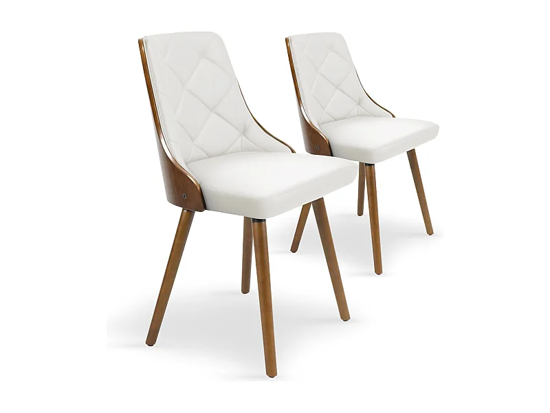 Lot de 2 Chaises Scandinave "Cargo" 79cm Noisette & Blanc