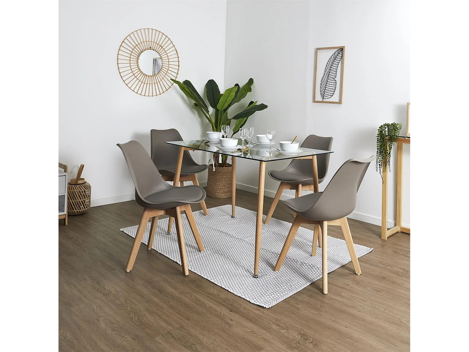 Lot de 4 Chaises Scandinave "Coquil" 81cm Taupe