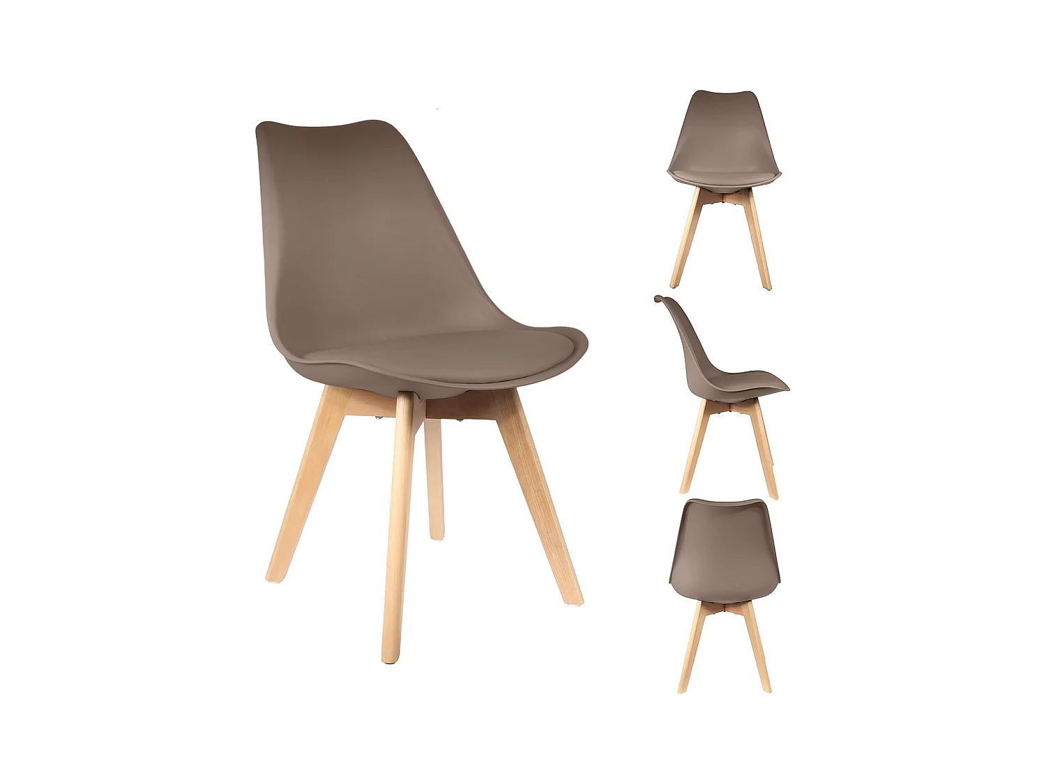 Lot de 4 Chaises Scandinave "Coquil" 81cm Taupe