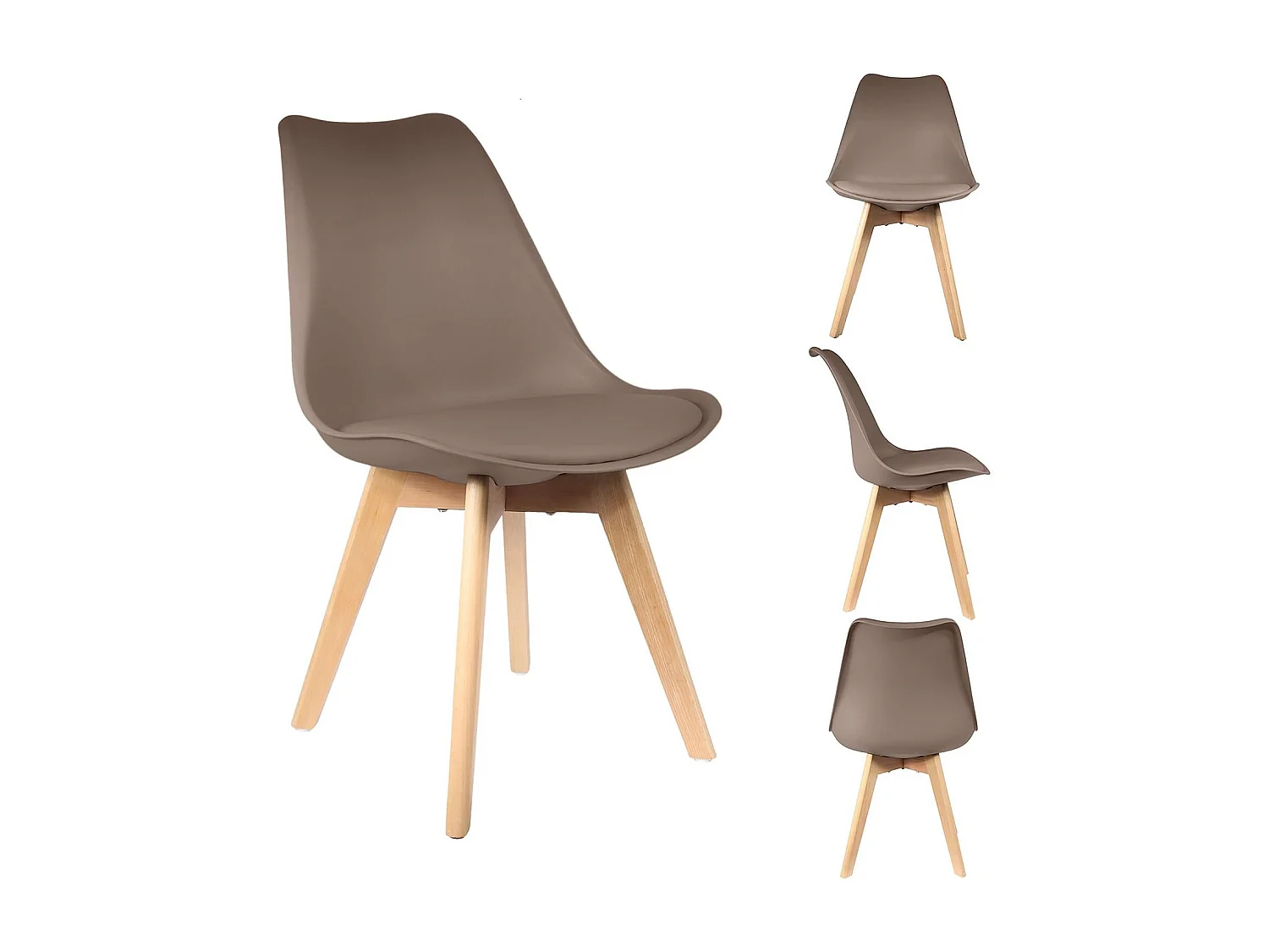 Lot de 4 Chaises Scandinave "Coquil" 81cm Taupe