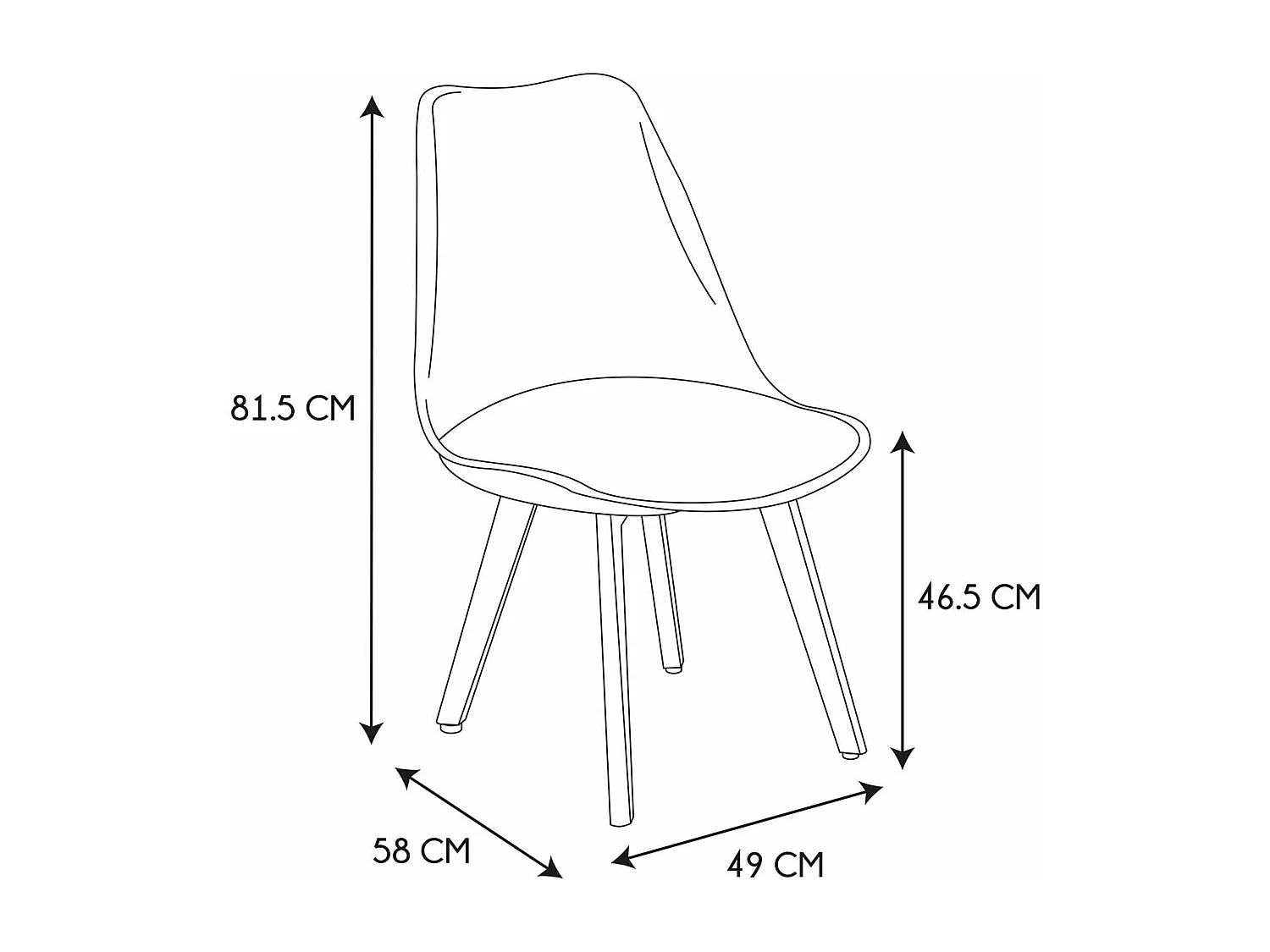 Lot de 4 Chaises Scandinave "Coquil" 81cm Taupe