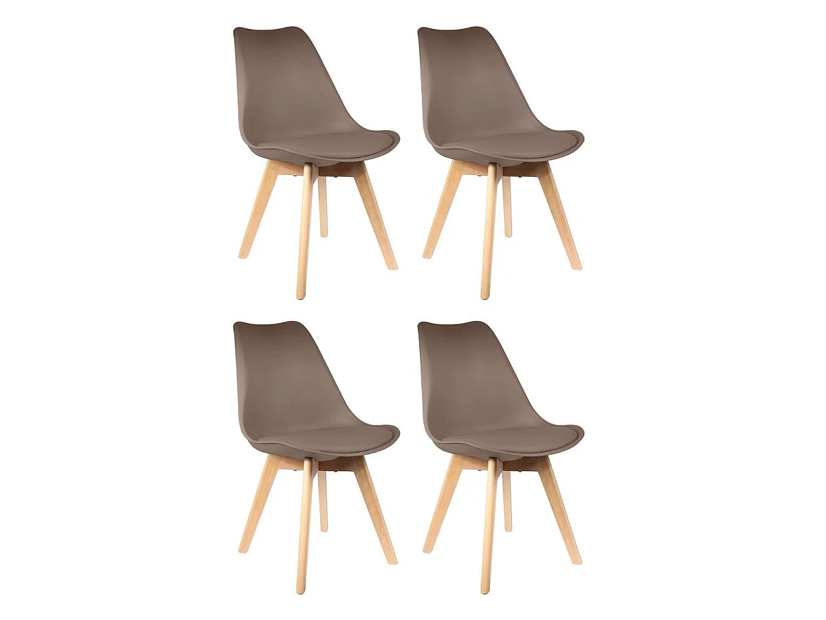 Lot de 4 Chaises Scandinave "Coquil" 81cm Taupe