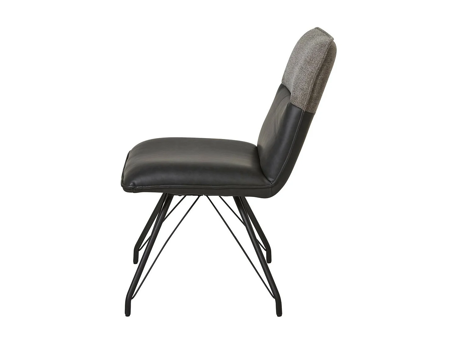 Collin zwarte kunstleren stoel en zwart metalen poten - Set van 2