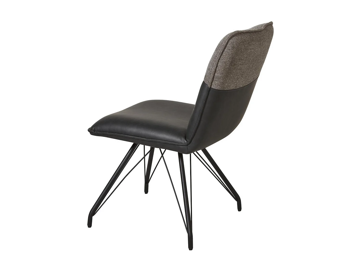 Collin zwarte kunstleren stoel en zwart metalen poten - Set van 2