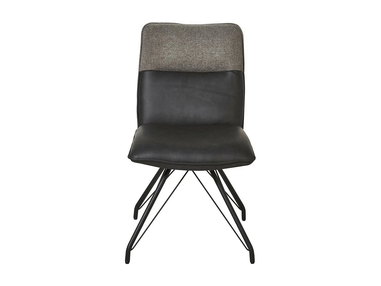 Collin zwarte kunstleren stoel en zwart metalen poten - Set van 2